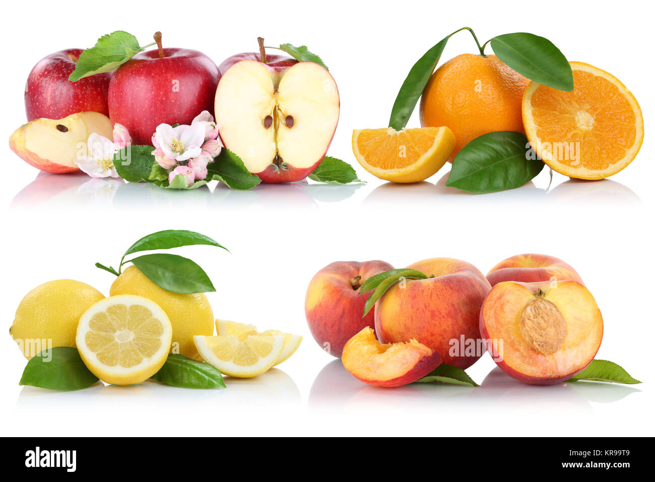fruit apple orange peach apples oranges biologically collage cut Stock ...