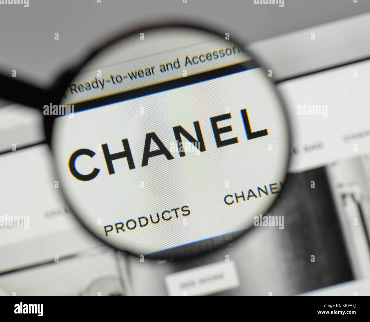 Milan, Italy - August 10, 2017: Chanel  logo on the website homepage. Stock Photo
