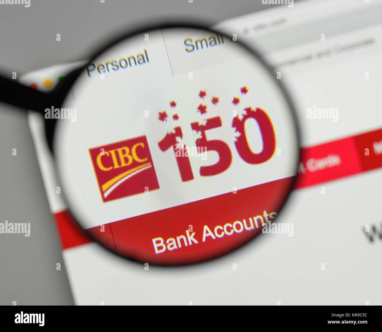Milan, Italy - August 10, 2017: CIBC  logo on the website homepage. Stock Photo
