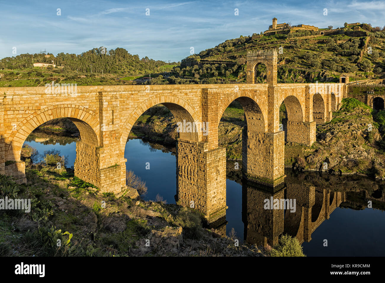 This is probably the most important of Roman bridges at the world. In fact, its name Alcantara (Al Qantarat) means 'the bridge' in arab. That is enoug Stock Photo