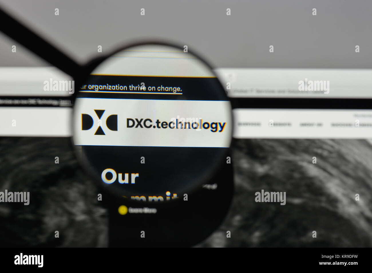 Milan, Italy - August 10, 2017: Computer Sciences, dxc logo on the website homepage. Stock Photo