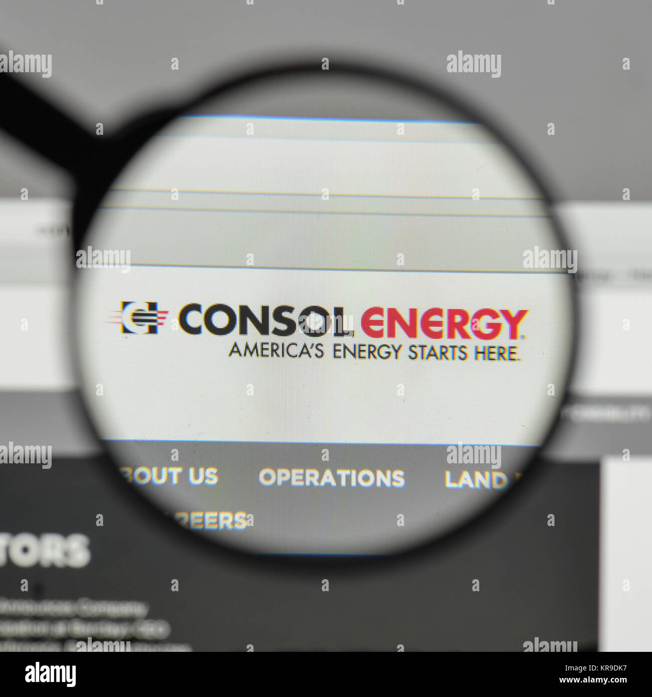 Milan, Italy - August 10, 2017: Consol Energy logo on the website homepage. Stock Photo