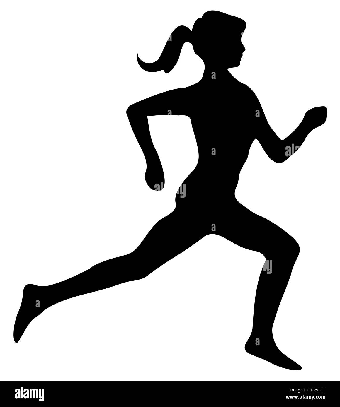 female runner jogger Silhouette - illustration Stock Photo