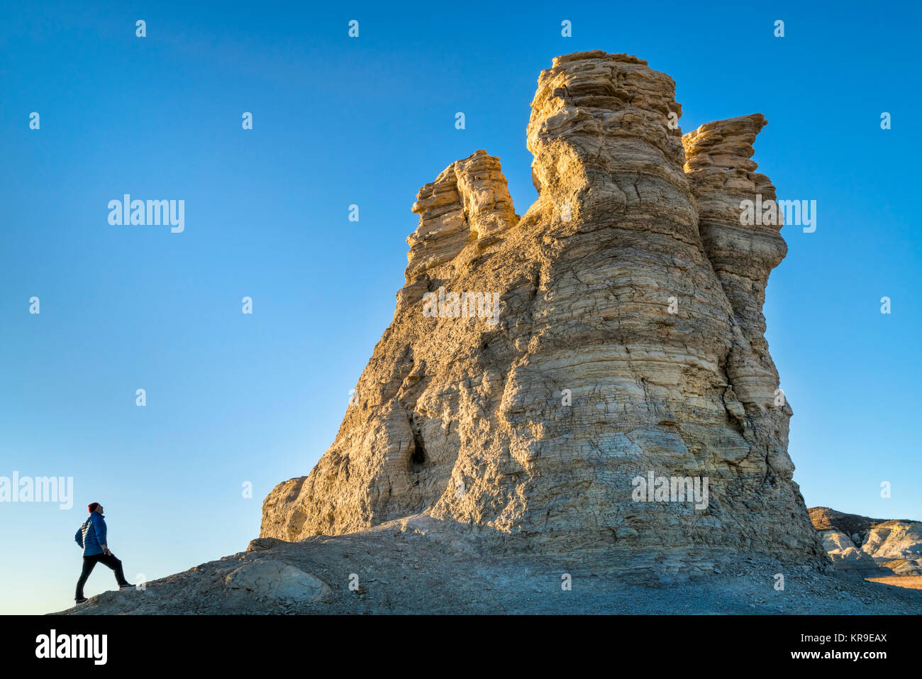 hiking rock formation at Castle Rocks in western Kansas Stock Photo Alamy