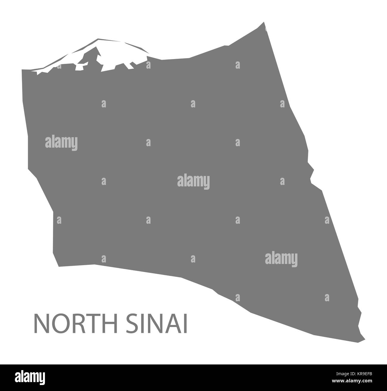 North Sinai Egypt Map grey Stock Photo