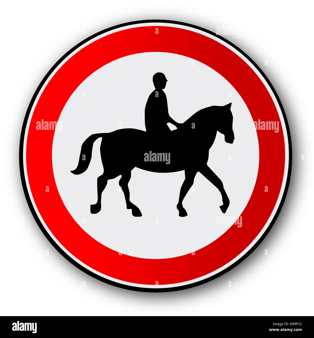 Horse and Rider Road Traffic Sign Stock Photo