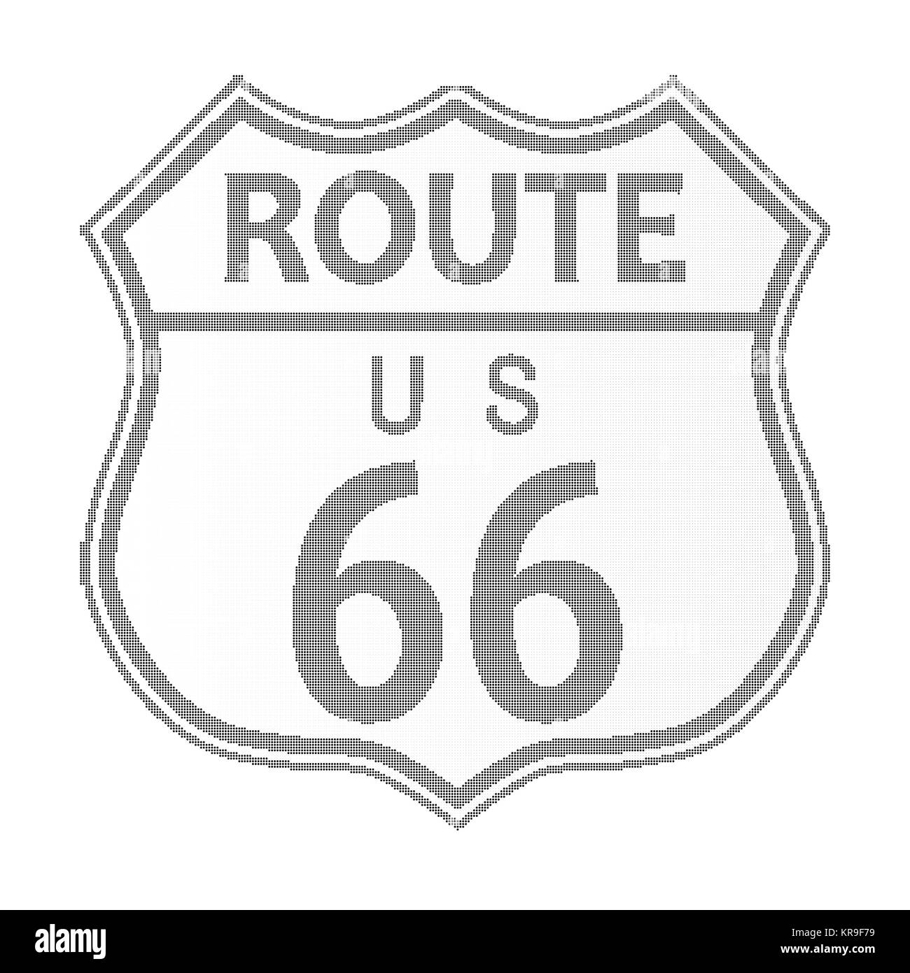 Route 66 Highway Sign Halftone Stock Photo