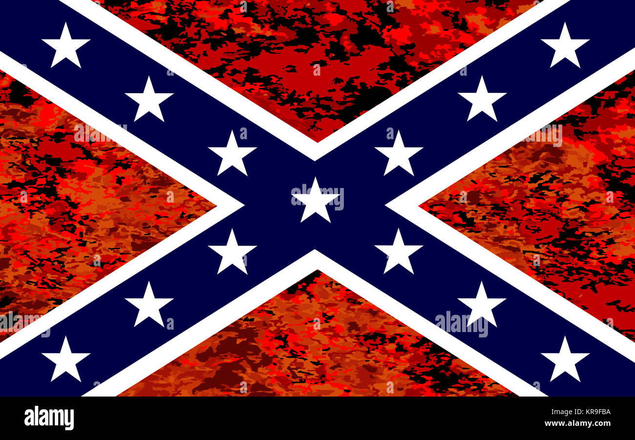 Confederate Flag Over Fire Stock Photo