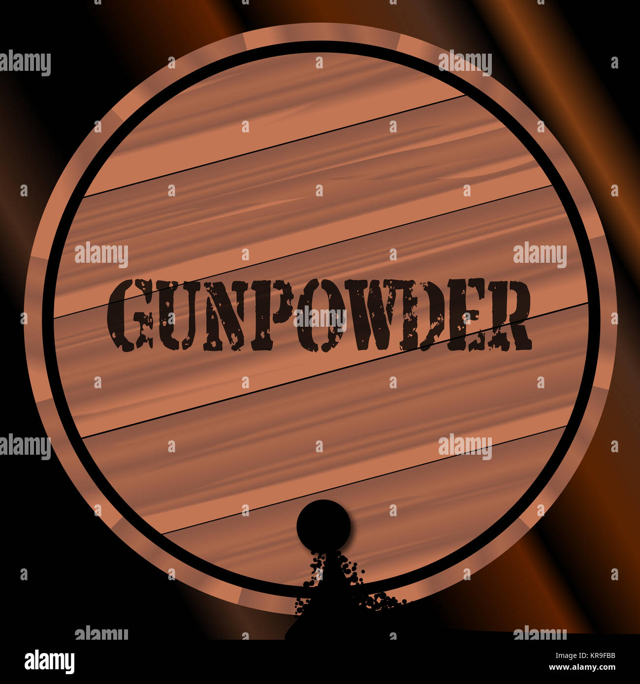 Gunpowder Keg With Powder Trail Stock Photo Alamy