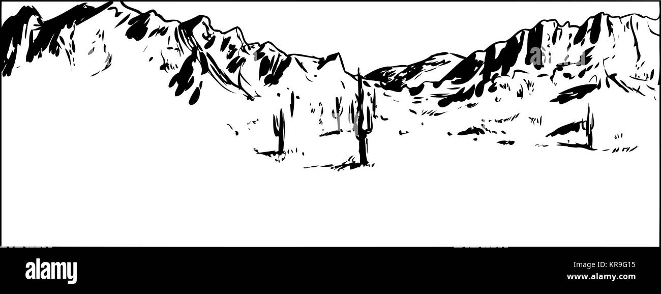 Outlined Desert Mountain Background with Clear Sky Stock Photo Alamy