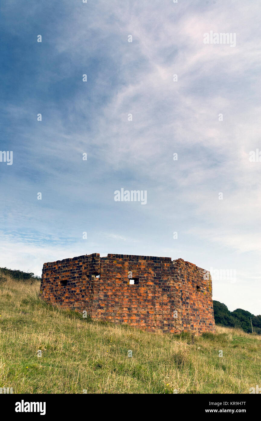 Derelict brick Pillbox on Rew Downs, Ventnor, Isle of Wight Stock Photo