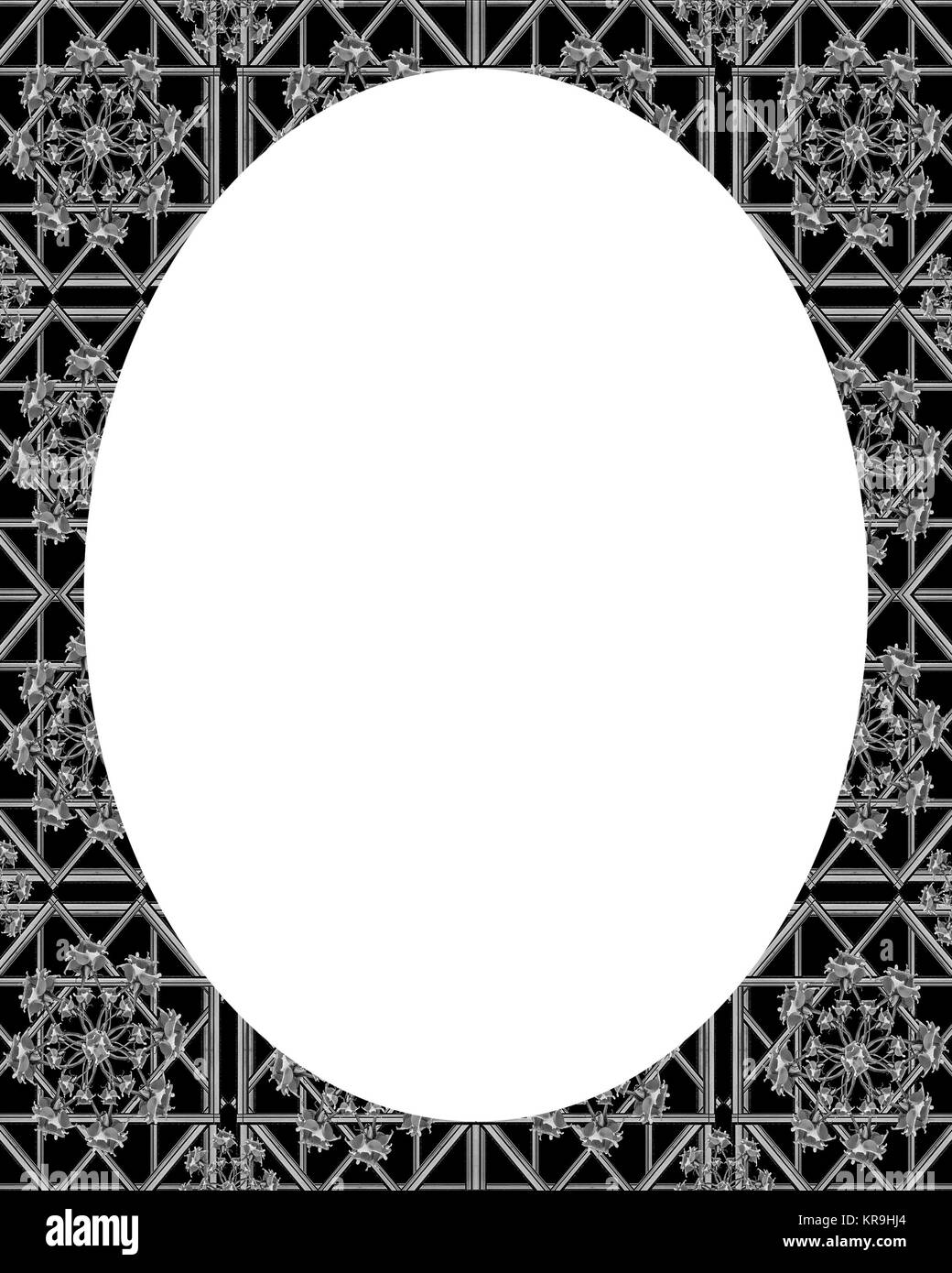 Circle Frame with Ornate Decorated Borders Stock Photo
