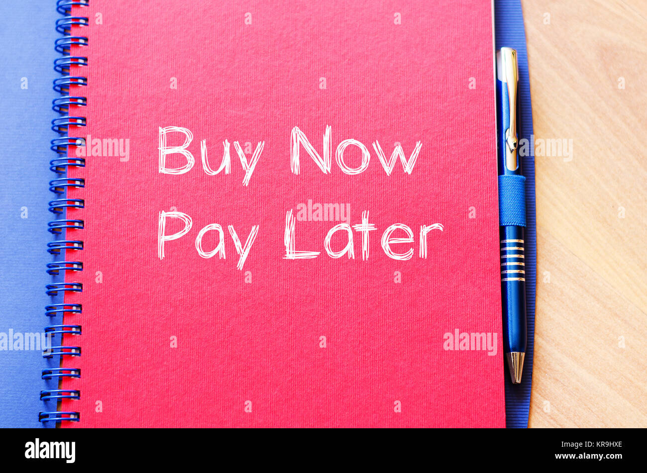 Buy now pay later text concept on notebook Stock Photo Alamy