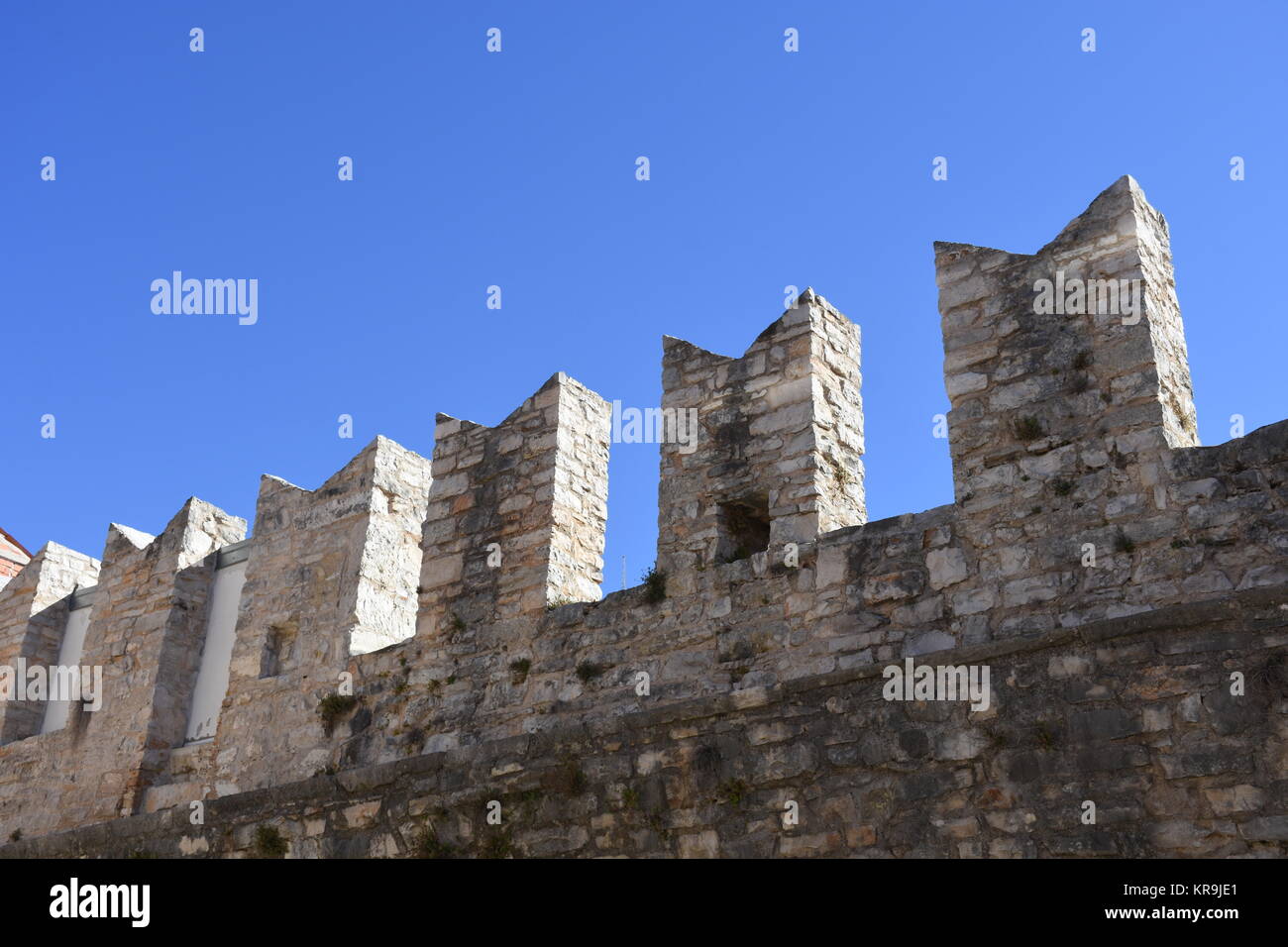 novigrad,city walls,battlements,defensive wall,landmark,middle ages,traffic sign,city Stock Photo