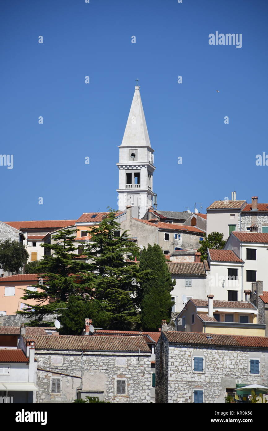 vrsar,orsera,orser,port city,fishing village,mediterranean,hillside,campanile Stock Photo