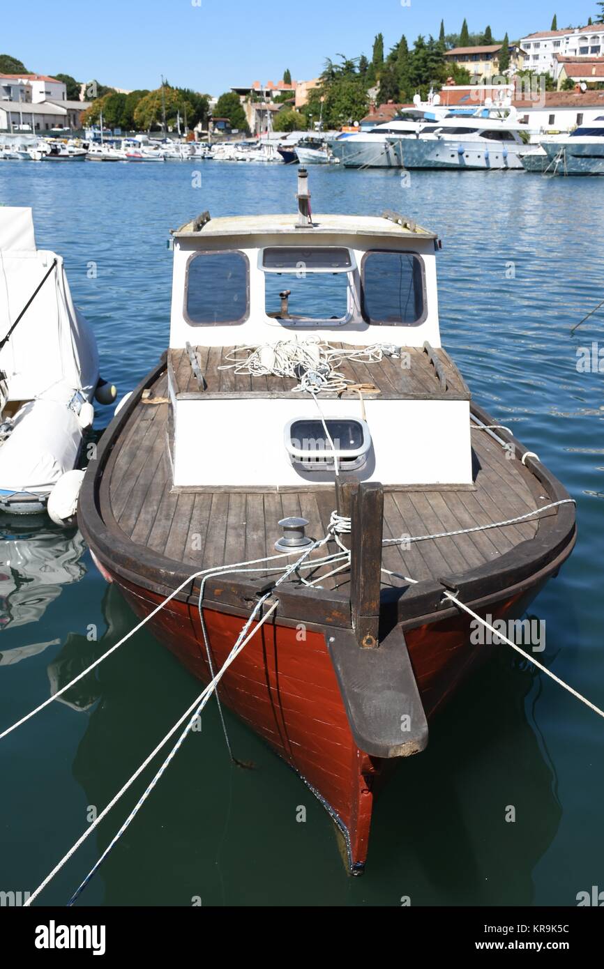 boat,ship,cutter,trawler,wood,wooden boat,cabin,moored Stock Photo
