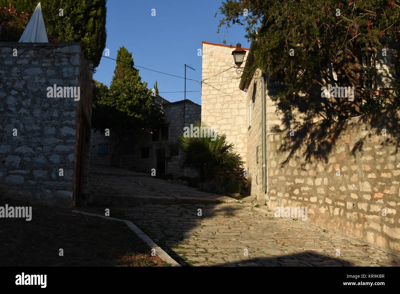 rovinj,city,old town,middle ages,houses,alley,stairs,clothesline Stock Photo