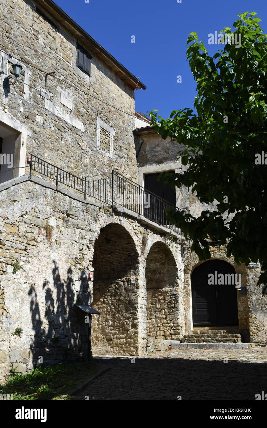 Â gronzjan,istria,croatia,city,houses,old town,alley,stone house Stock Photo