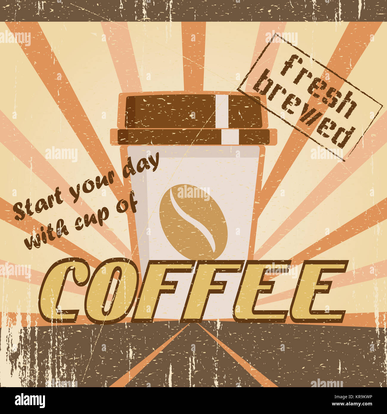 Vintage poster with a coffee cup Stock Photo Alamy