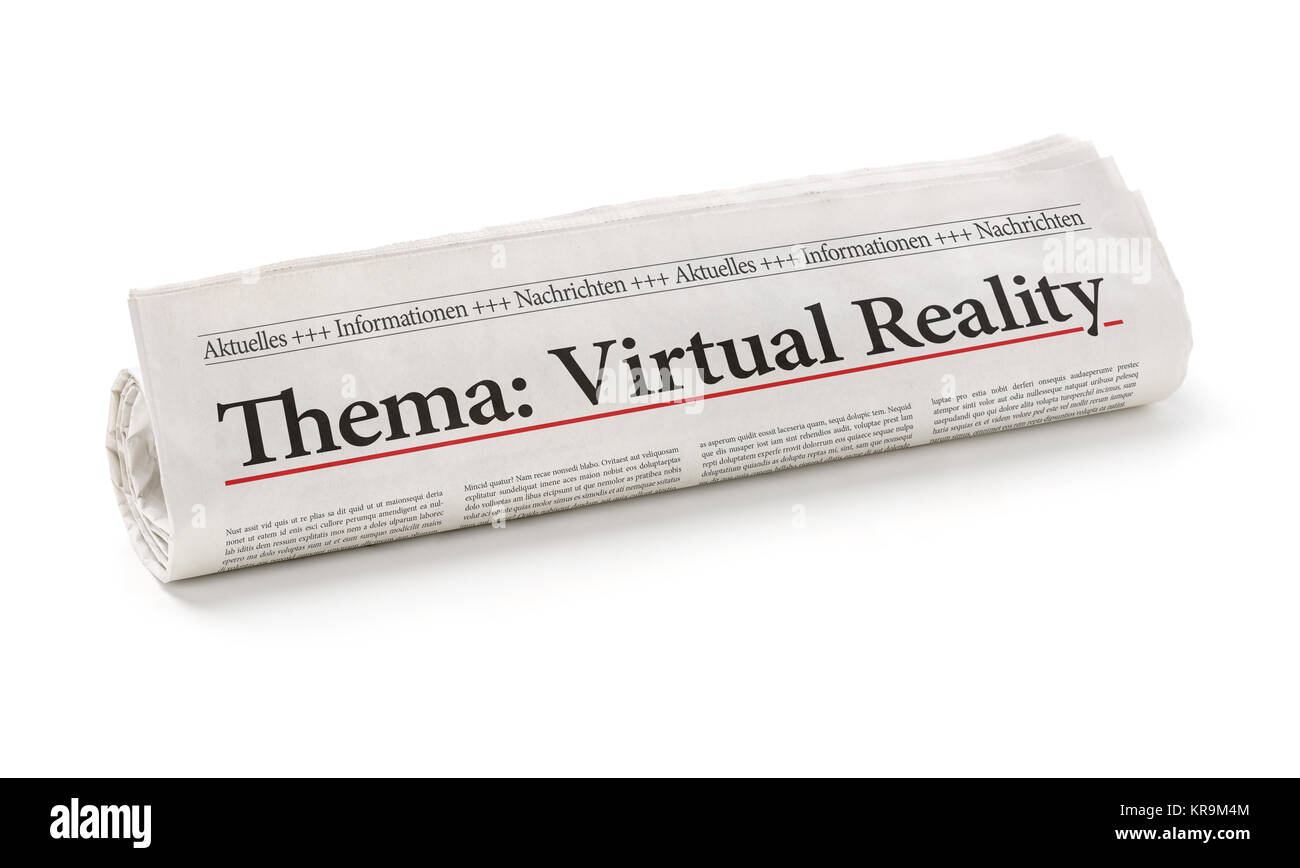 Zeitungsrolle mit der Überschrift Virtual Reality Stock Photo