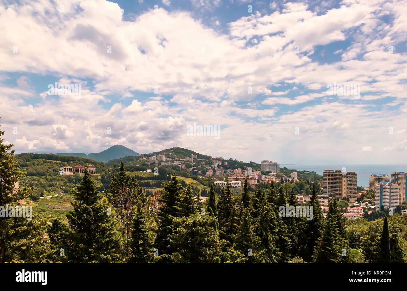 Panoramic view of resort town Sochi. Stock Photo