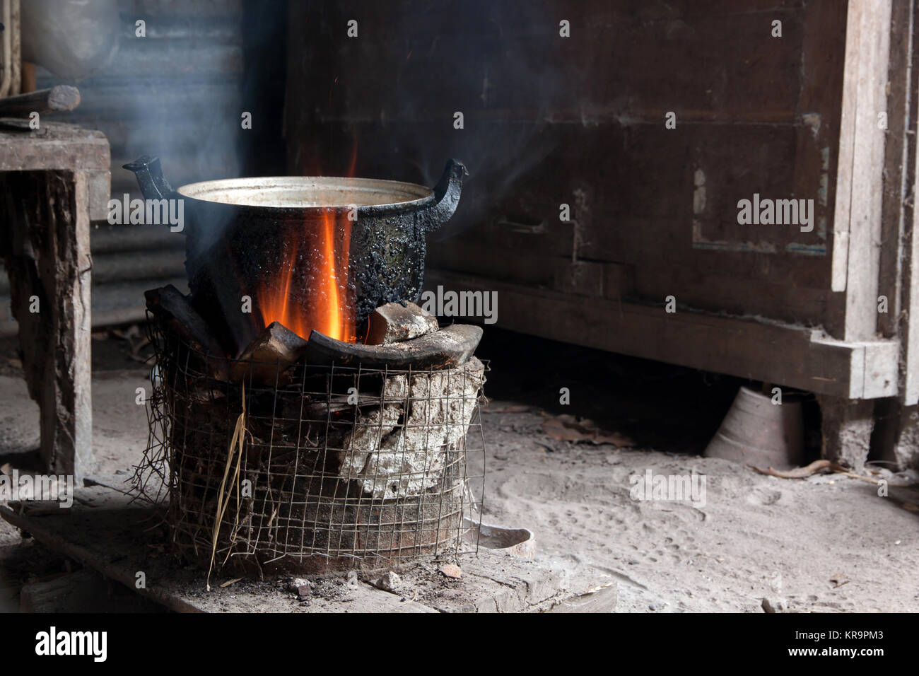 Cook with charcoal Stock Photo