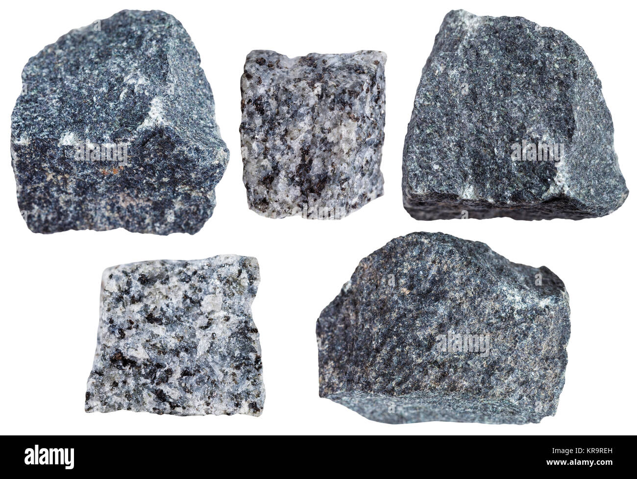 collection from specimens of Gabbro rock Stock Photo