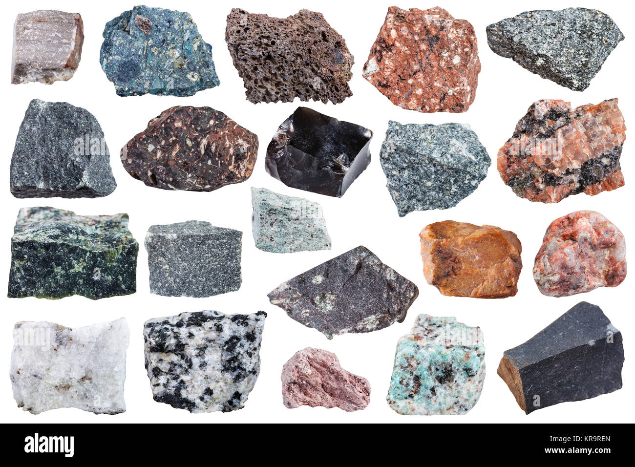 collection of Igneous rock specimens Stock Photo