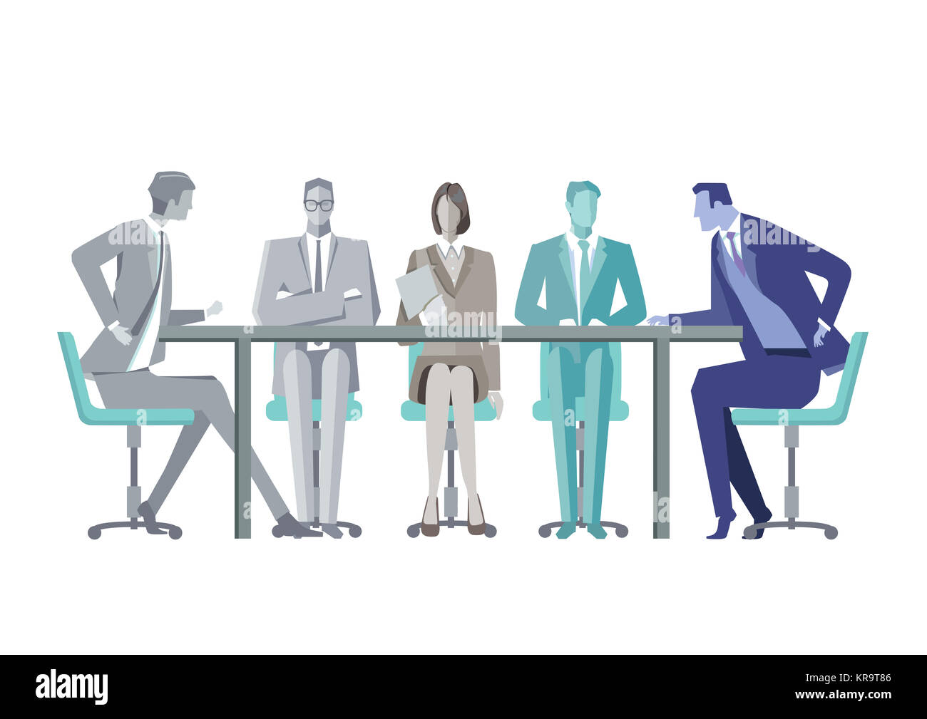 group of business people around a conference table Stock Photo