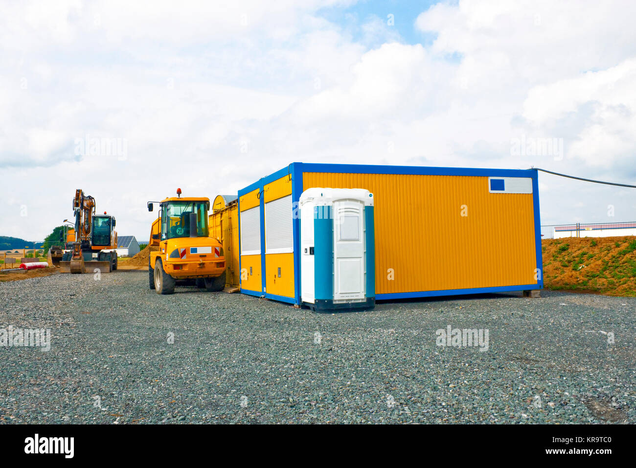 site containers and mobile outhouse Stock Photo
