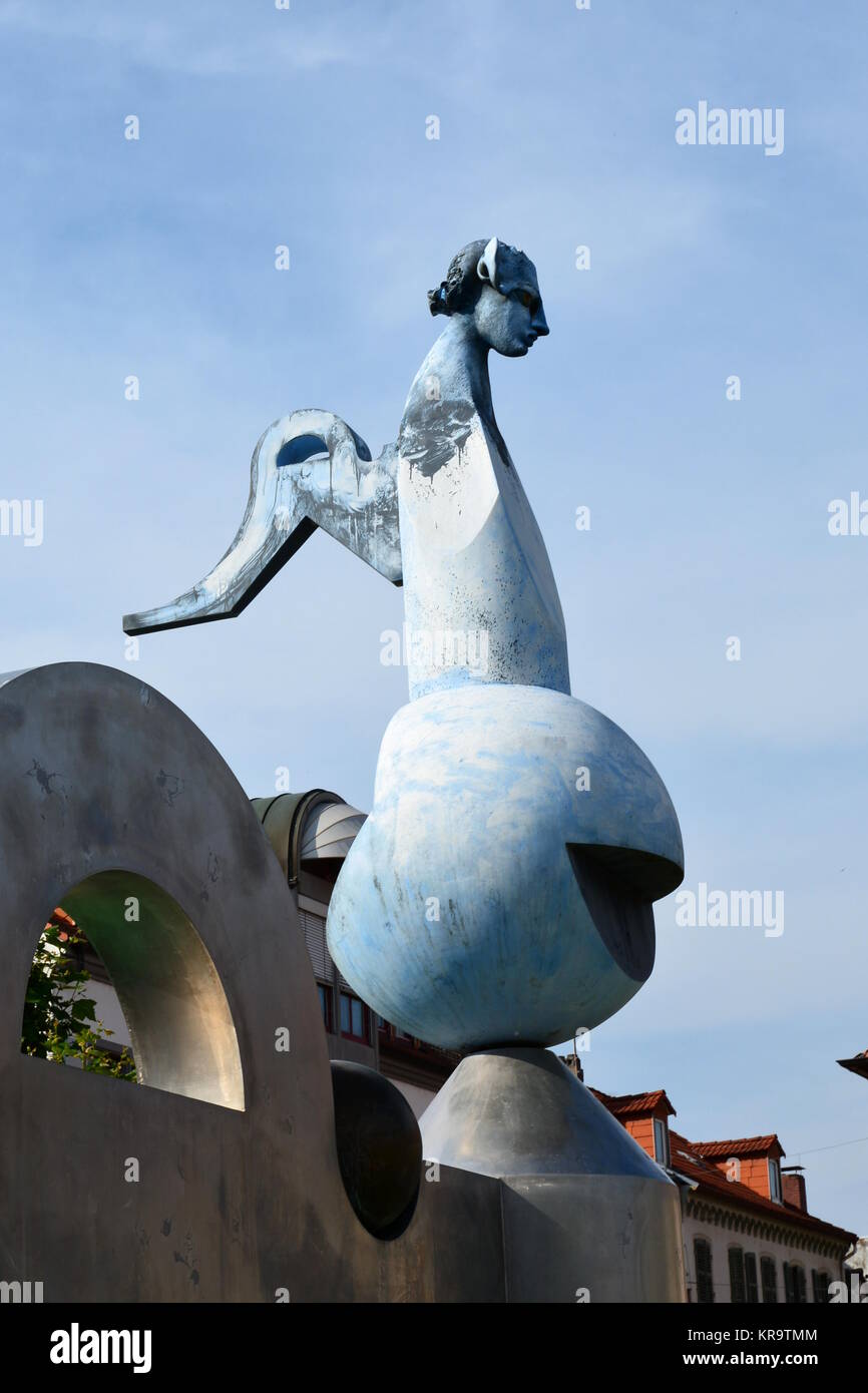 detail of fountain blue angel in germersheim in the pfalz Stock Photo