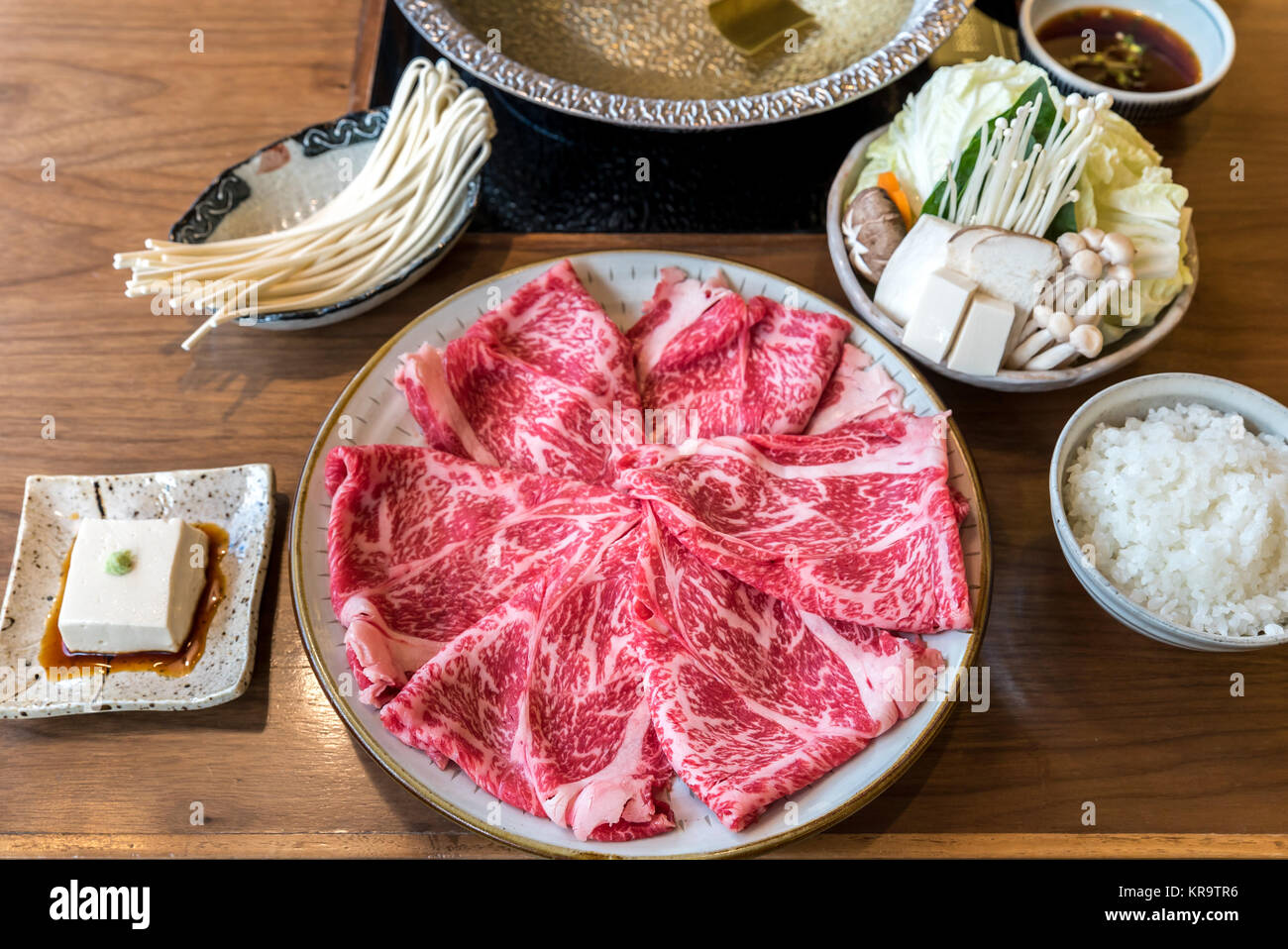 Wagyu beef Shabu hot pot set Stock Photo Alamy
