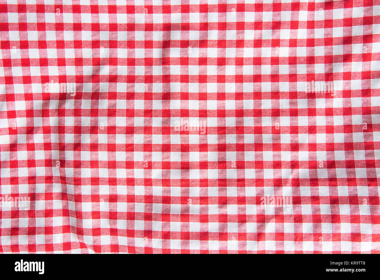 crumpled checkered tablecloth Stock Photo