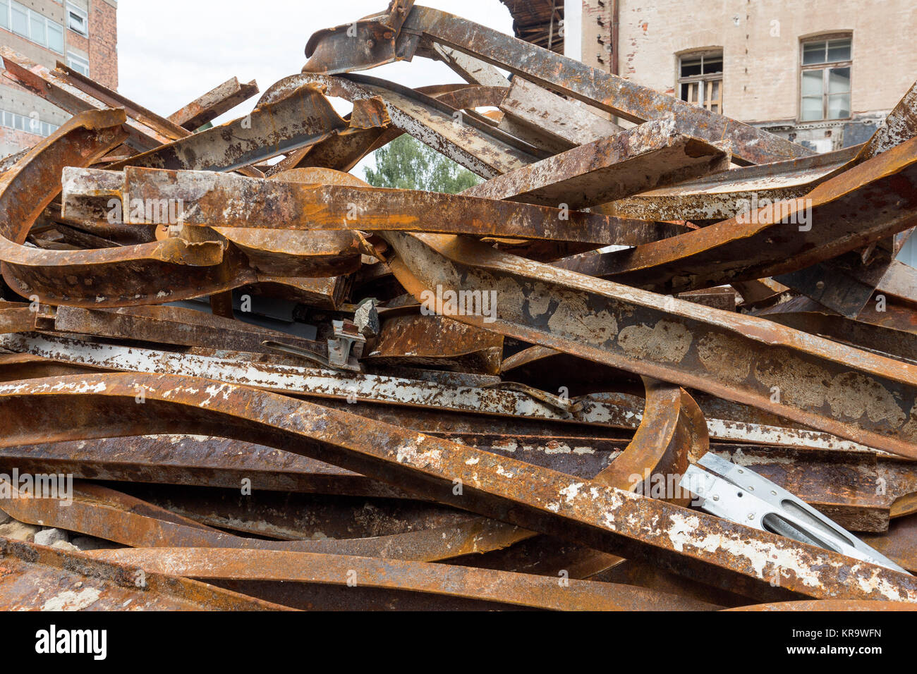 large rusty steel girders for recycling Stock Photo Alamy