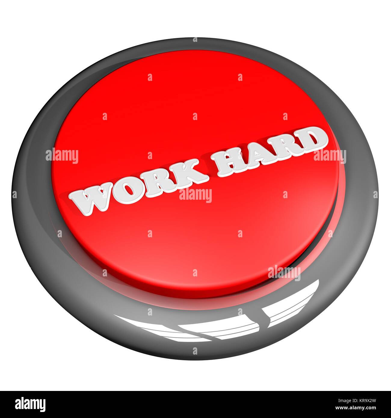 Work hard button isolated over white Stock Photo