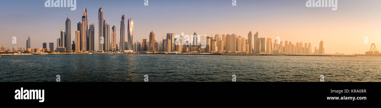 Panoramic view of Dubai Marina skyline in 2016 Stock Photo