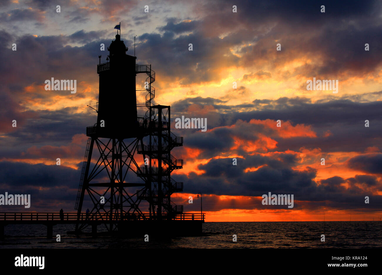 technical monument lighthouse obereversand Stock Photo