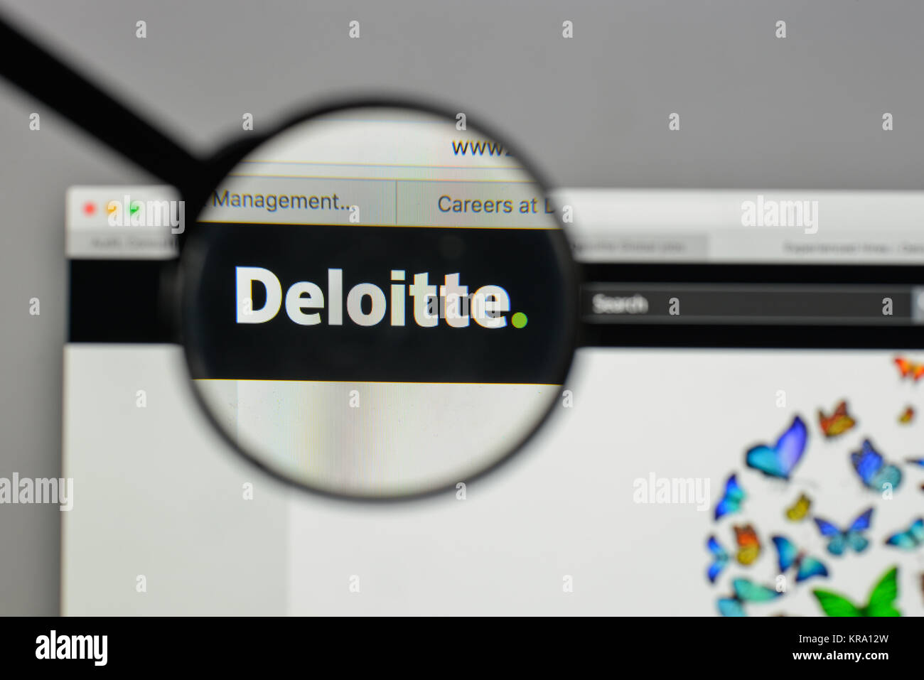 Milan, Italy August 10, 2017 Deloitte logo on the website homepage