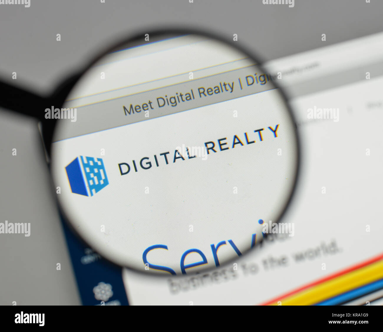 Milan, Italy - August 10, 2017: Digital Realty Trust logo on the website homepage. Stock Photo