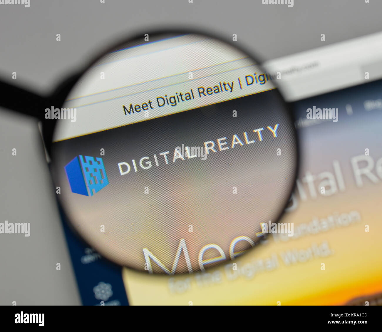 Milan, Italy - August 10, 2017: Digital Realty Trust logo on the website homepage. Stock Photo