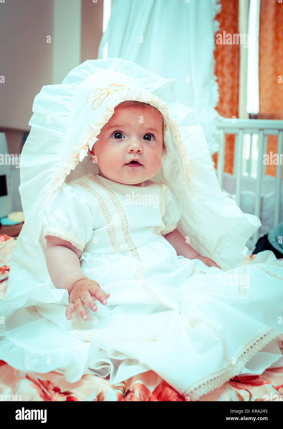 Little Baby Girl Before the Christening Stock Photo Alamy