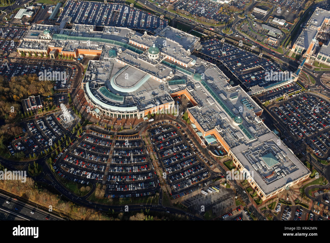 An aerial view of the Trafford Centre, and out of town shopping centre