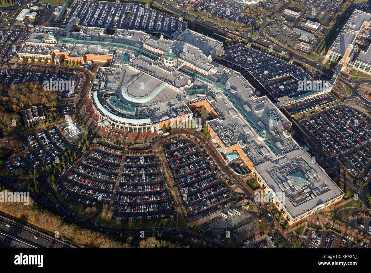 An aerial view of the Trafford Centre, and out of town shopping centre