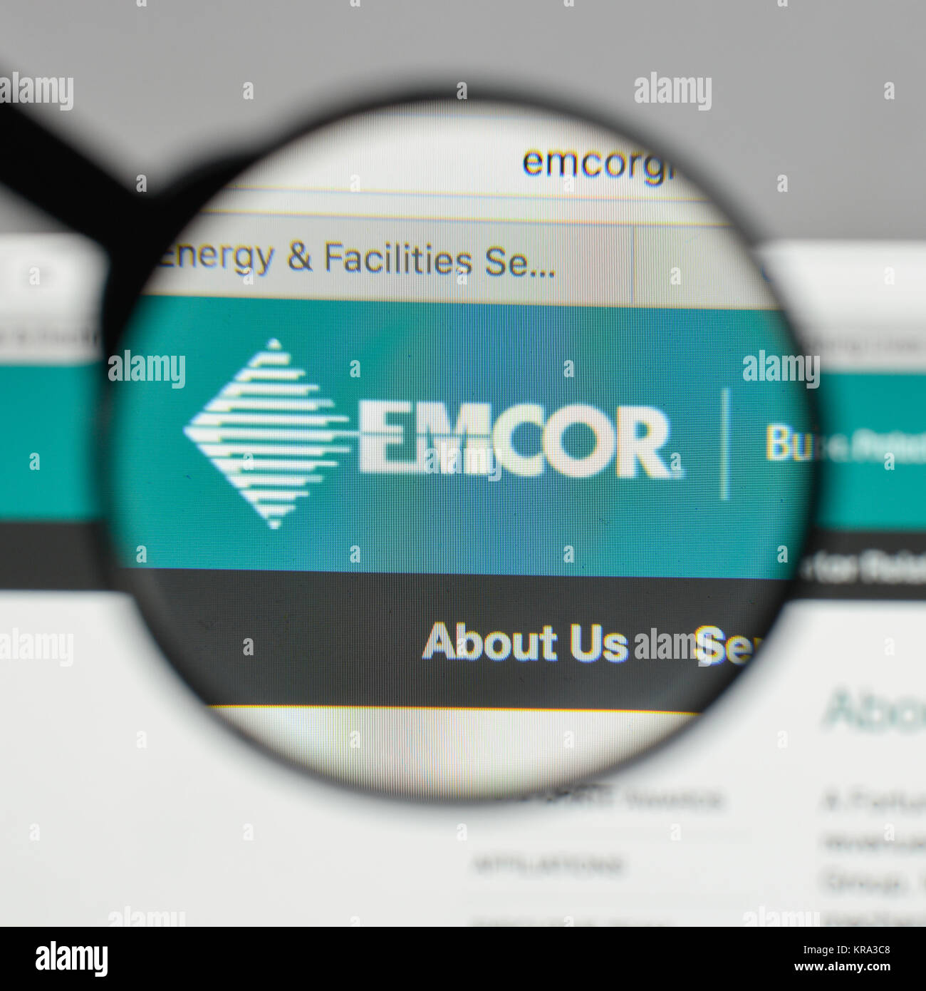 Milan, Italy - August 10, 2017: EMCOR Group logo on the website homepage. Stock Photo