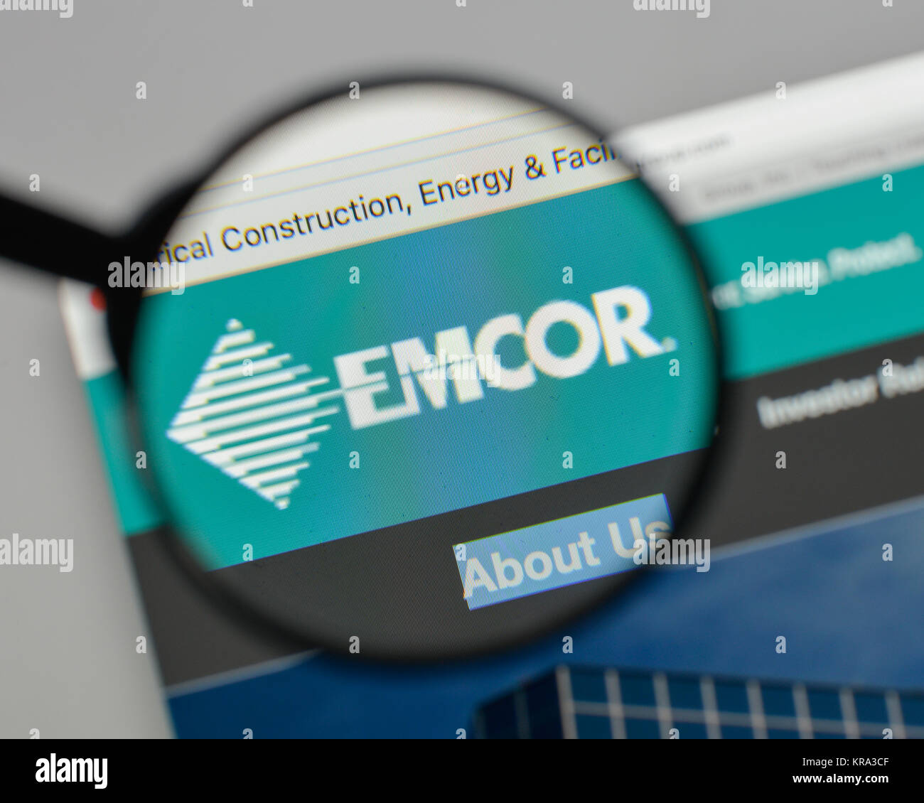 Milan, Italy - August 10, 2017: EMCOR Group logo on the website homepage. Stock Photo