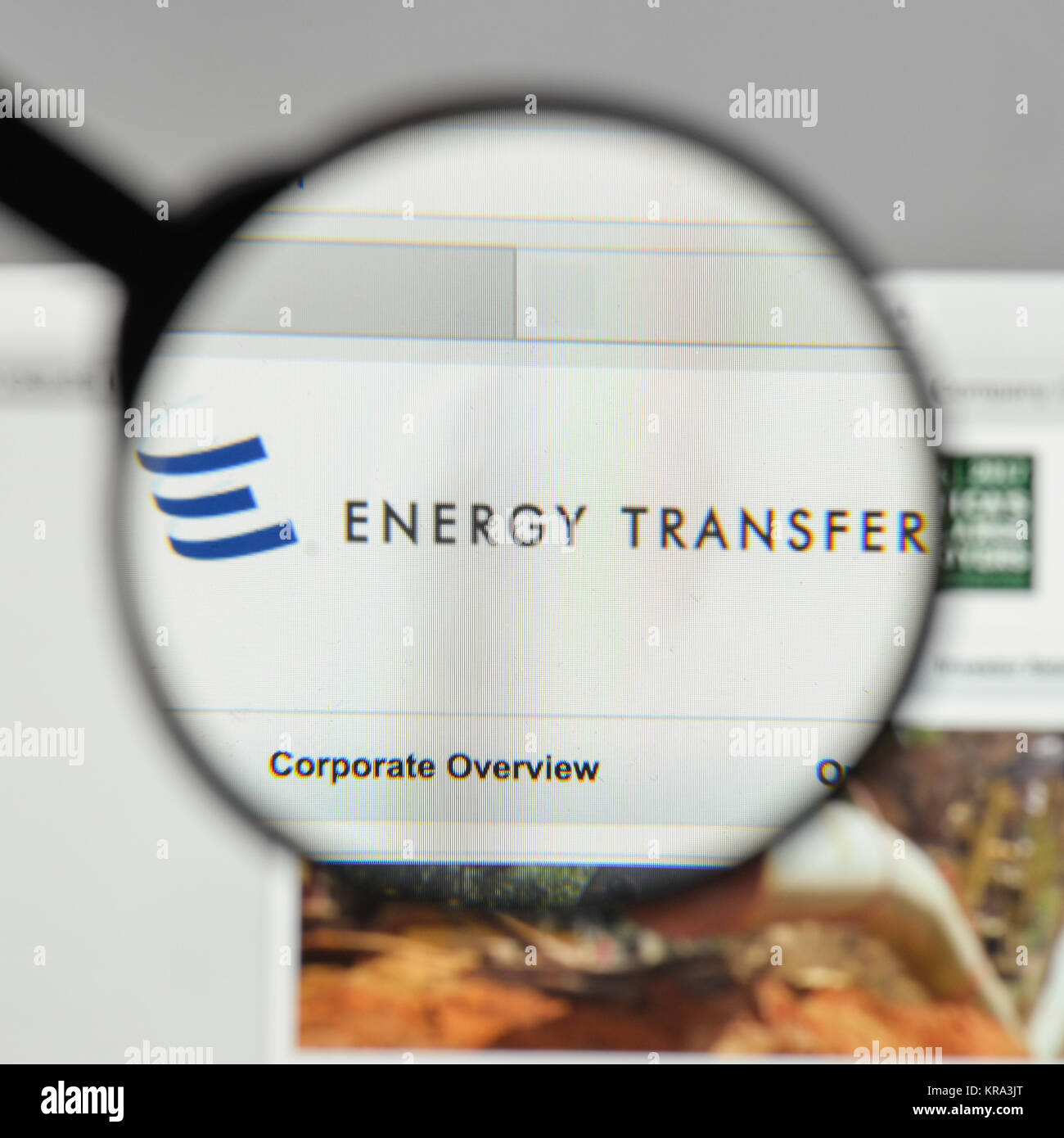 Milan, Italy - August 10, 2017: Energy Transfer Equity logo on the website homepage. Stock Photo