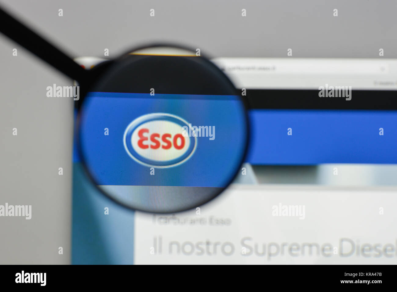 Milan, Italy - August 10, 2017: Esso logo on the website homepage. Stock Photo
