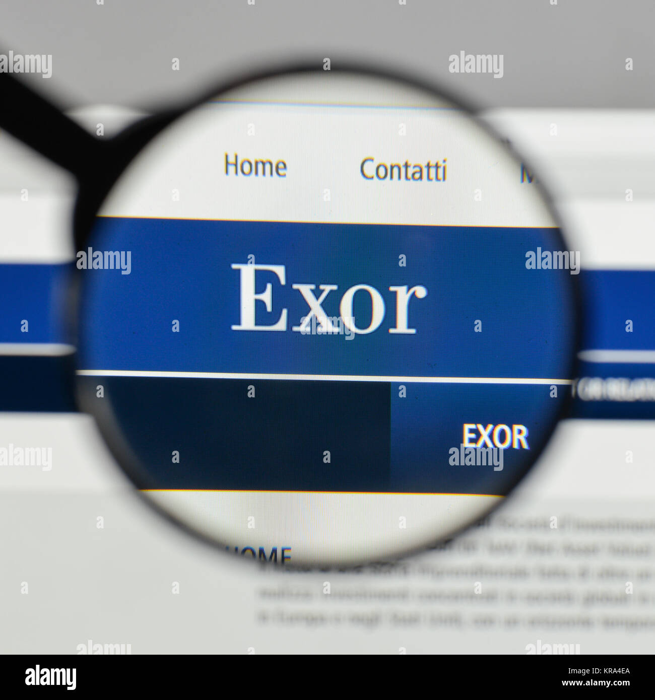 Milan, Italy - August 10, 2017: EXOR Group logo on the website homepage ...