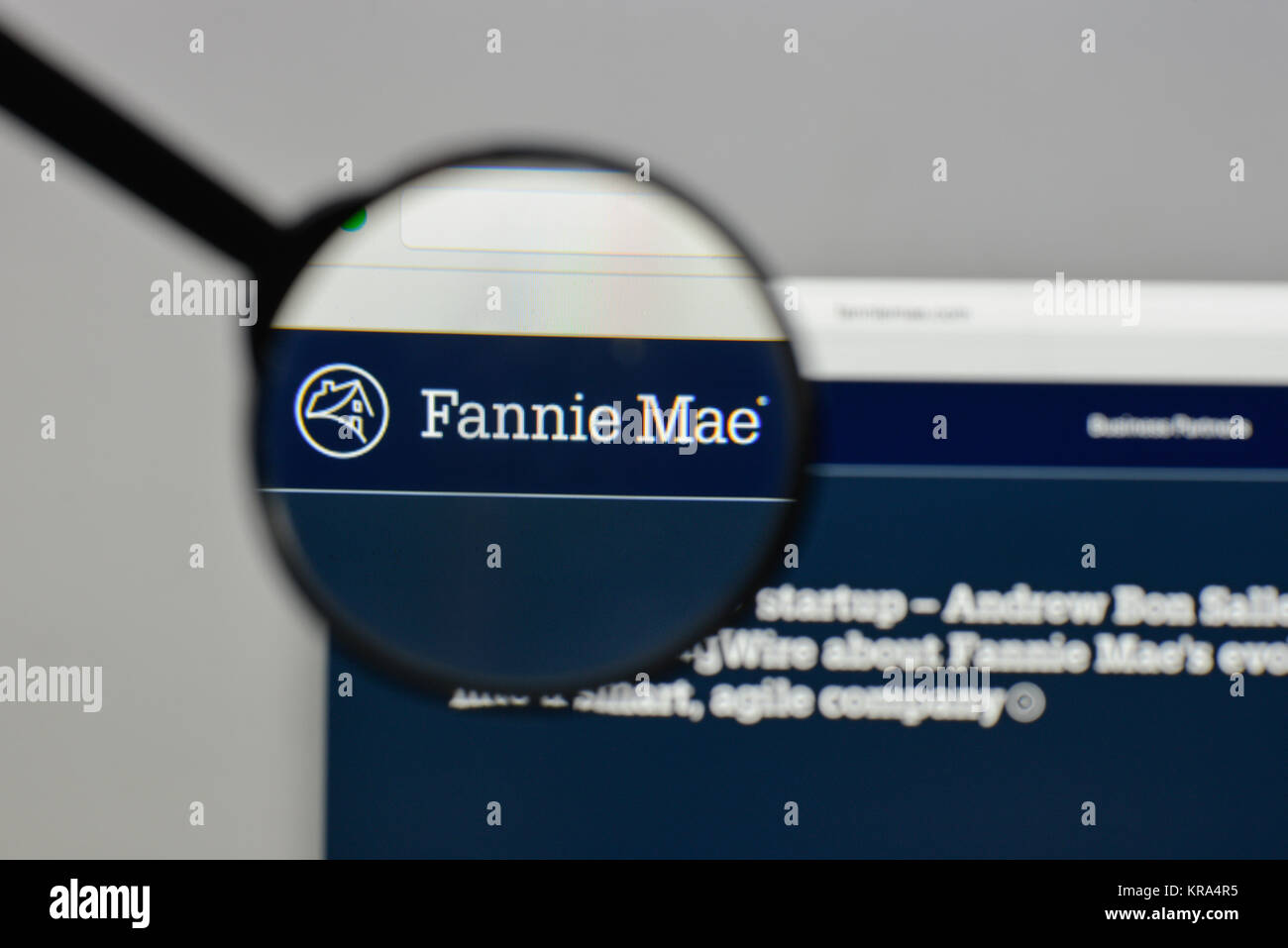 Milan, Italy - August 10, 2017: Fannie Mae logo on the website homepage. Stock Photo