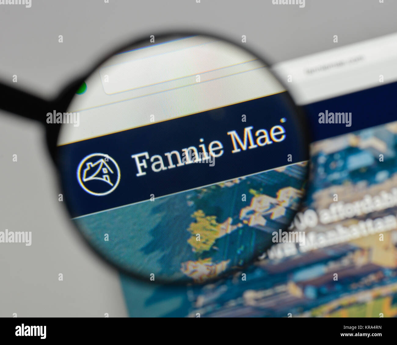 Milan, Italy - August 10, 2017: Fannie Mae logo on the website homepage ...